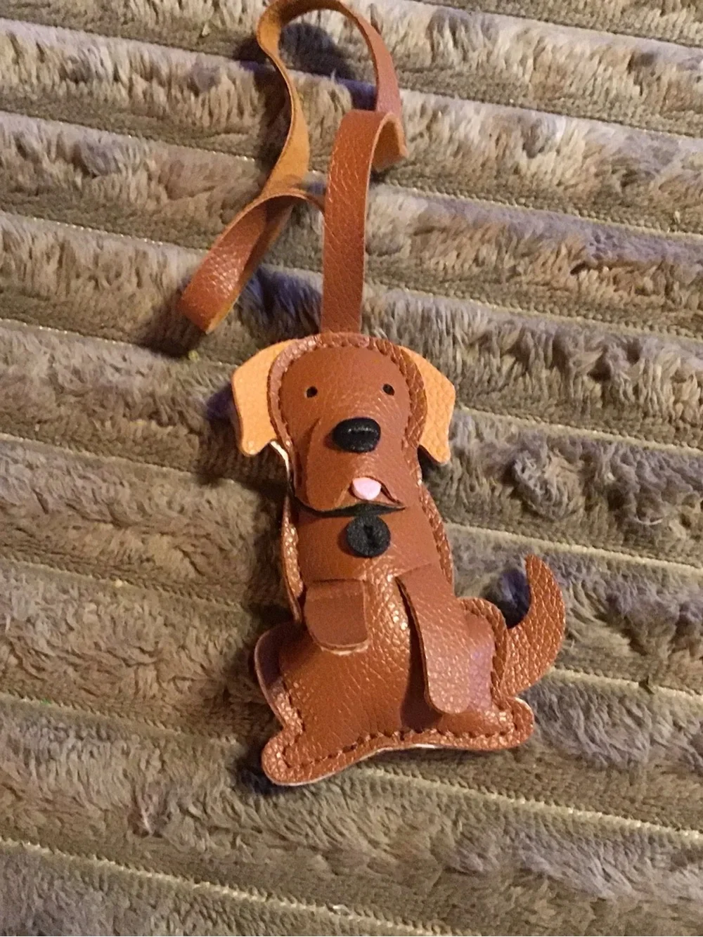 Brown Dog-Shaped Leather  Accessory Holder -